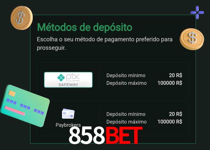 O cassino 858Bet oferece uma grande variedade de métodos de pagamento